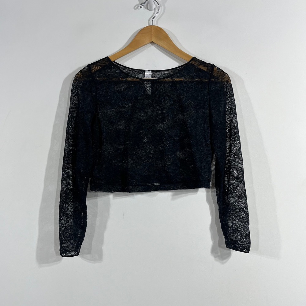 Spanx Sheer Whimsigoth Witchy Black Floral Lace Long Sleeve Fairy Grunge Top 2XL